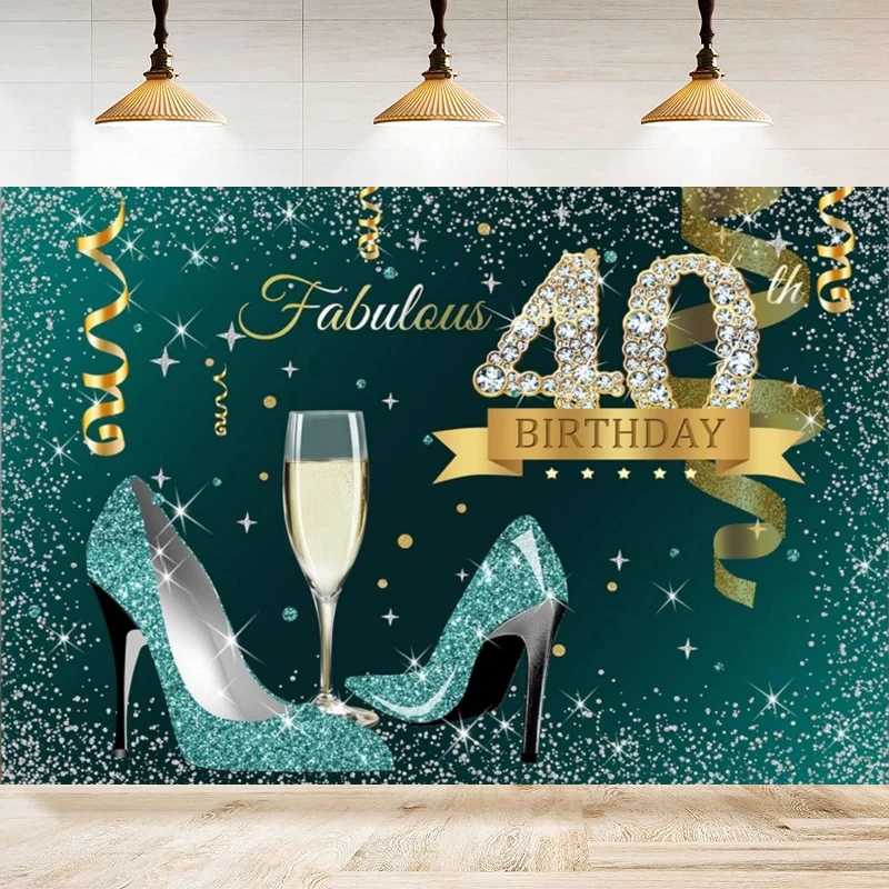 Photography Backdrop For Women Happy 40th Years Old Birthday Balloons Background Home Party Backdrop Wall Banner Decor Poster