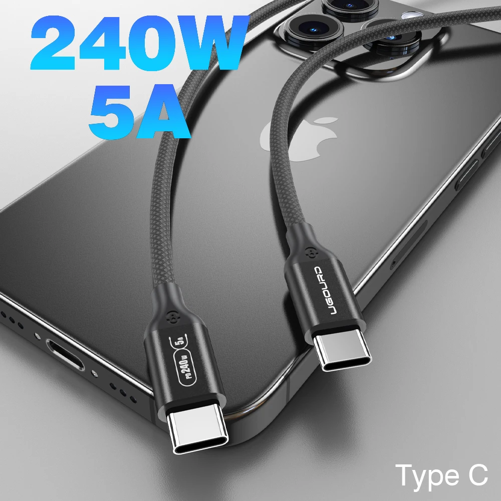 UGOURD PD 240W USB C Super Fast Charging Cable 5A Type C to USB Type C 60W Wire Cable for Macbook iPad Huawei Quick Charge 4.0