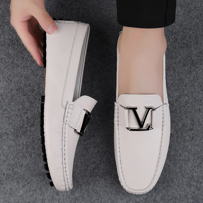 

Large Size 38~44Mens Loafers Soft Luxury Moccasins High Quality Spring Autumn Genuine Leather Shoes for Men Flats Driving Shoes