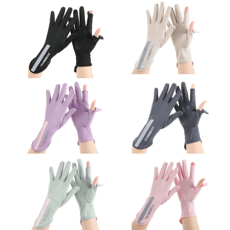 Y1UB Women UV for Protection Fishing Two Half Fingers Gloves for Sun Gloves Summer Kayaking Hiking Paddling Driving Canoeing