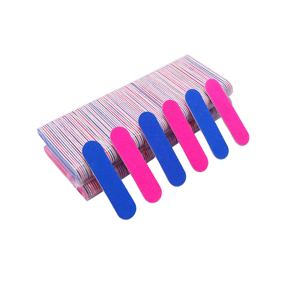 100pcs Double Side Nail Files Mini Wood Sanding Buffer Block Set For Gel Polish Manicure Pedicure Salon Nail Art Tools Blue Rose