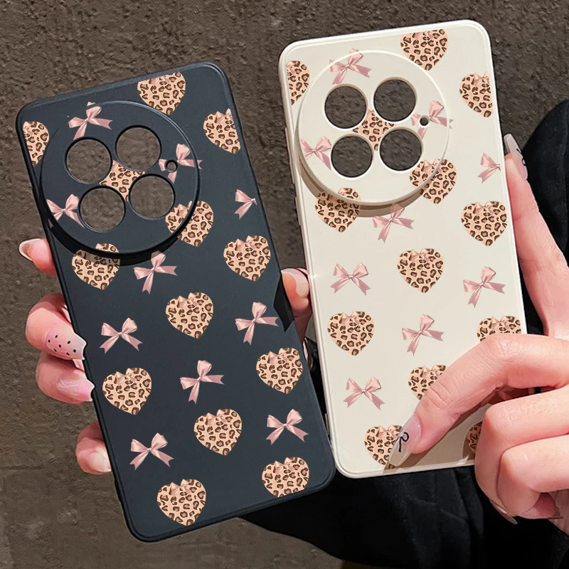 Leopard Print Hearts Bow Soft Lanyard Phone Case For OnePlus 15 13 13T 12 13R 12R 11R Nord 5 Ace 5 3 2 5G TPU Shockproof Cover #2