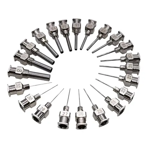 디펜서 디스펜싱 접착제 바늘, 스테인리스 스틸 주사기, 무딘 금속 플랫 마우스, 12pk, 1.5 인치, 8g ~ 30g