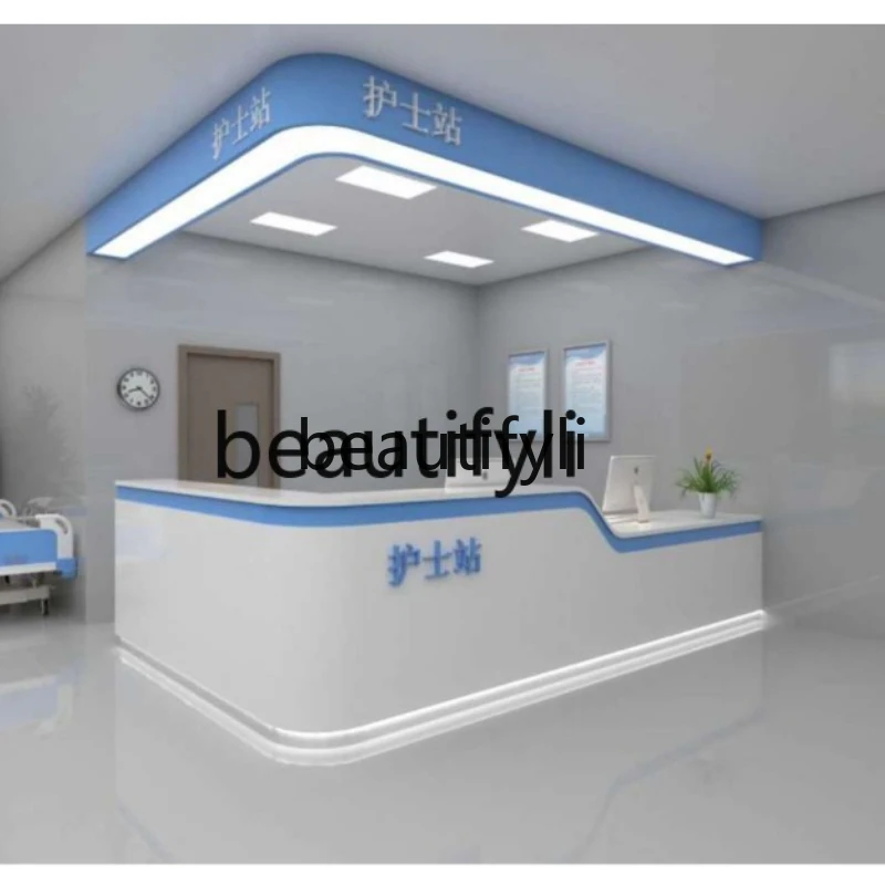 Hospital Nurse Station Workbench Dental Clinic Postpartum Center Pre-screening and Triage Service Guide Desk