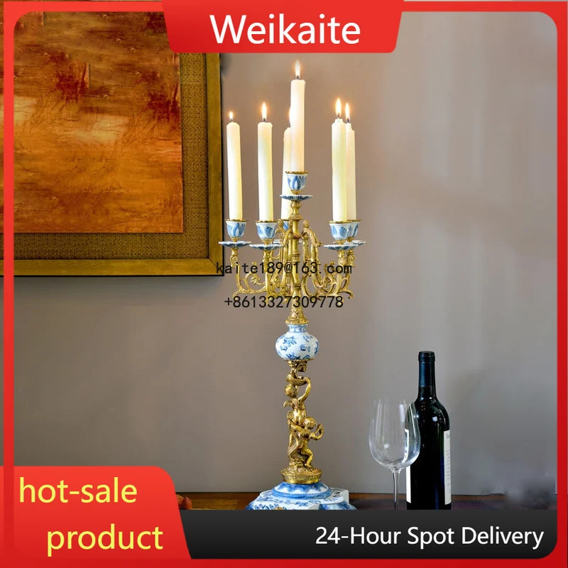 

Candelabro De Parede Cute Little Angels Candle Holders Decorative Art Home Decor Heavy Ceramic&Brass Candlestick