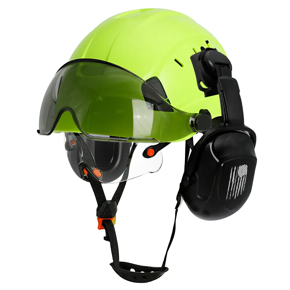 New CE Construction Safety Helmet With Visor Built In Goggle Earmuffs For Engineer Hard Hat ANSI Industrial Work Cap Head