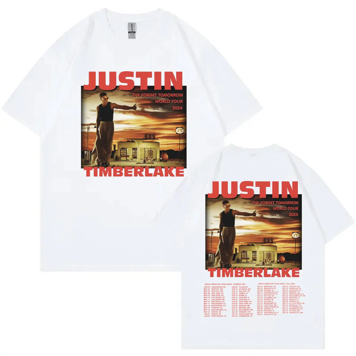 Singer Justin Timberlake Graphic T Shirts The Forget Tomorrow World Tour 2024 T-shirt Men Women Fashion Hip Hop Vintage T-shirts