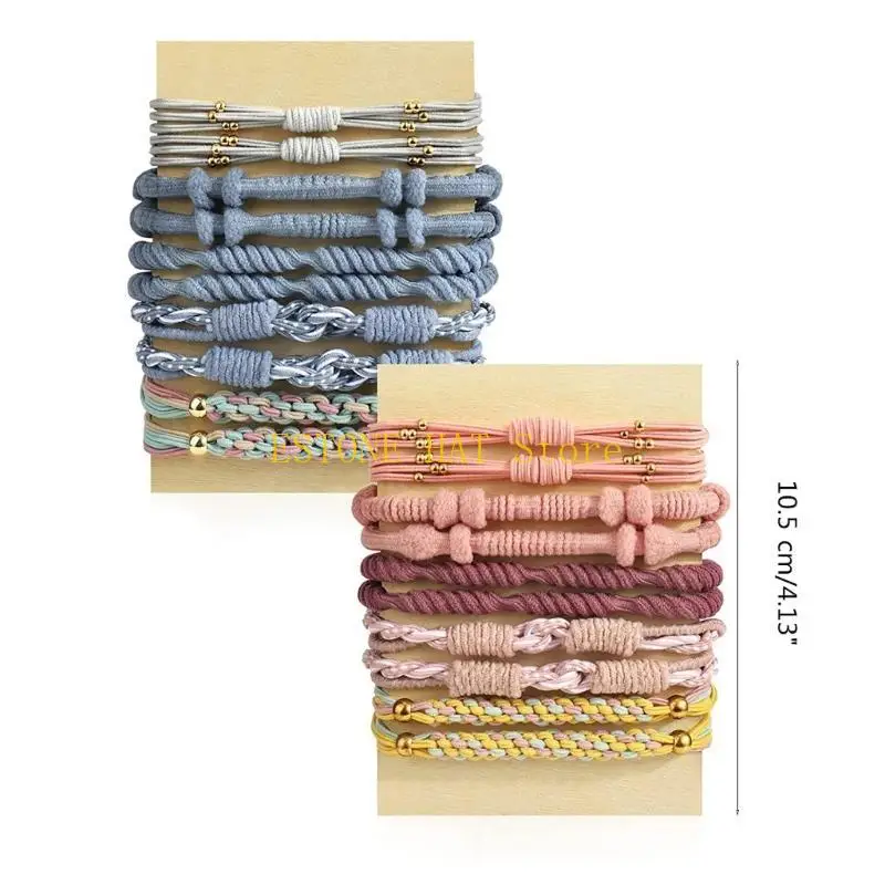49MF 20pcs سوار حامل ذيل حصان بوهو بوهو سوار العلاقات السوار Scrunchie Boho Hair Ties المرونة علاقات الشعر العصابات المرنة