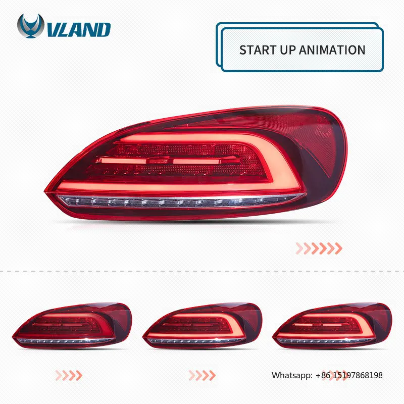 VLAND Luces traseras LED completas Luz trasera 2009-2014 3.a generación (de tercera generación) para VW Scirocco