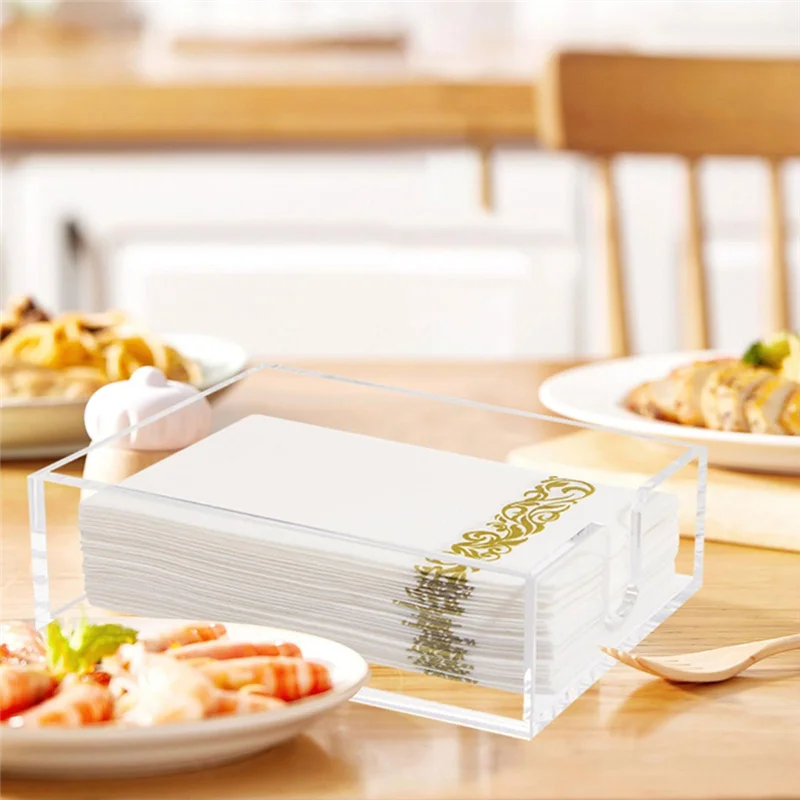 AB45 2PCS Transparent Desk Stand Acrylic Desktops Storage Containers For Office And School Restaurant Tissue Holder