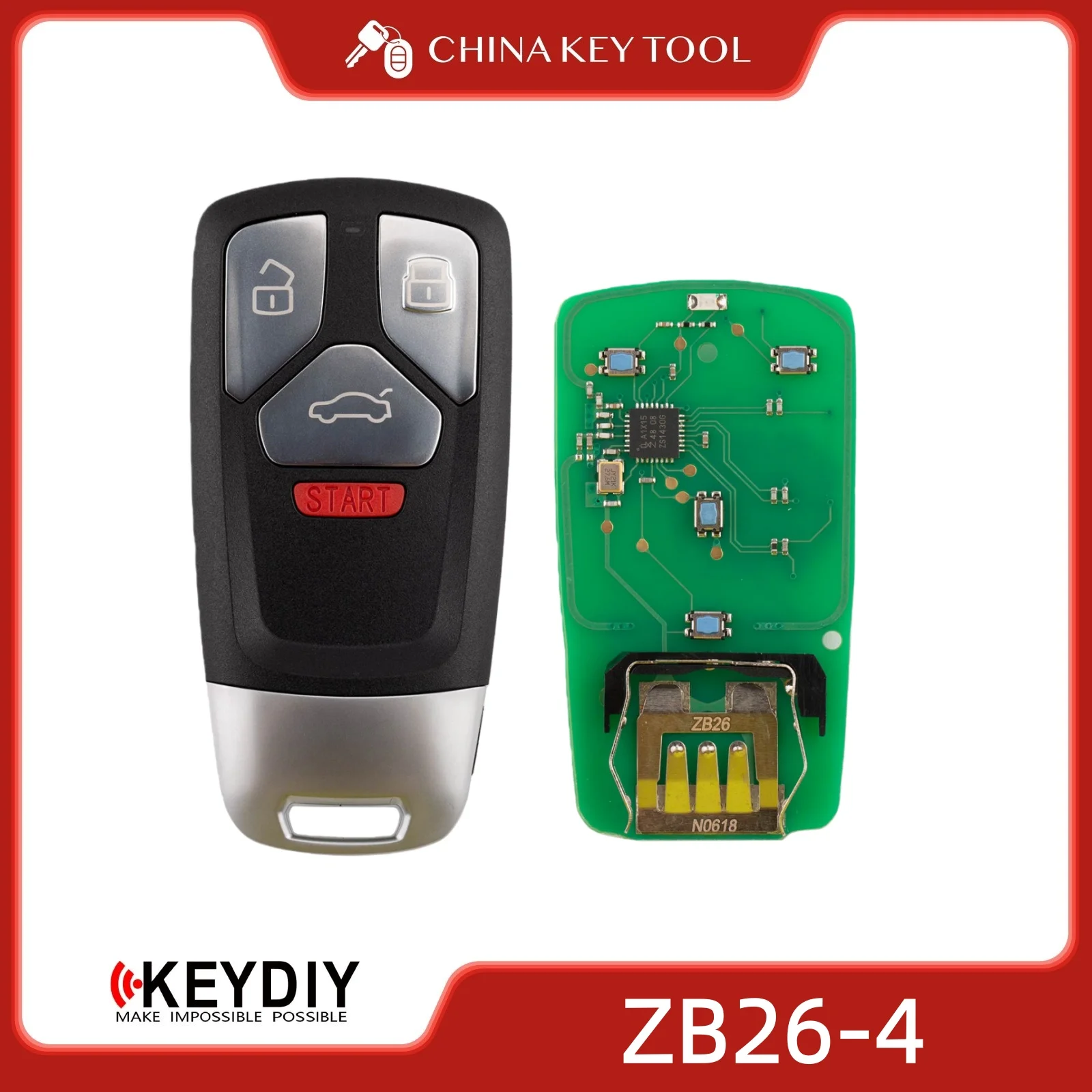 KEYDIY KD ZB26-4 Universal Smart Remote Key Compatible with Audi Type