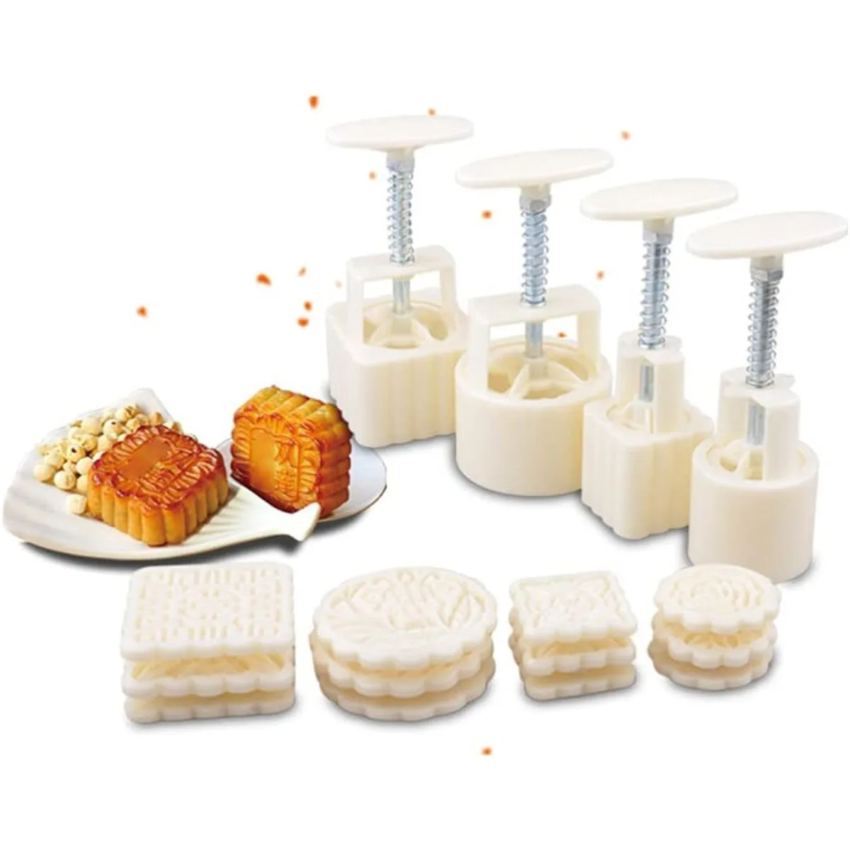 50g/75g/100g Jelly Mooncake Mould Plastic Mooncake Mold Press With Cookie Stamps Round Chinese Traditional Moon Cake Mold   0086