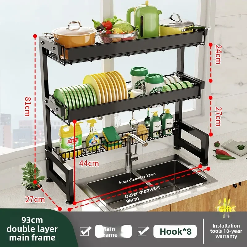 

Stable Multifunctional Kitchen Sink Shelf Dish Rack Drain Rack Countertop Dish Rack Drain Sink Rack