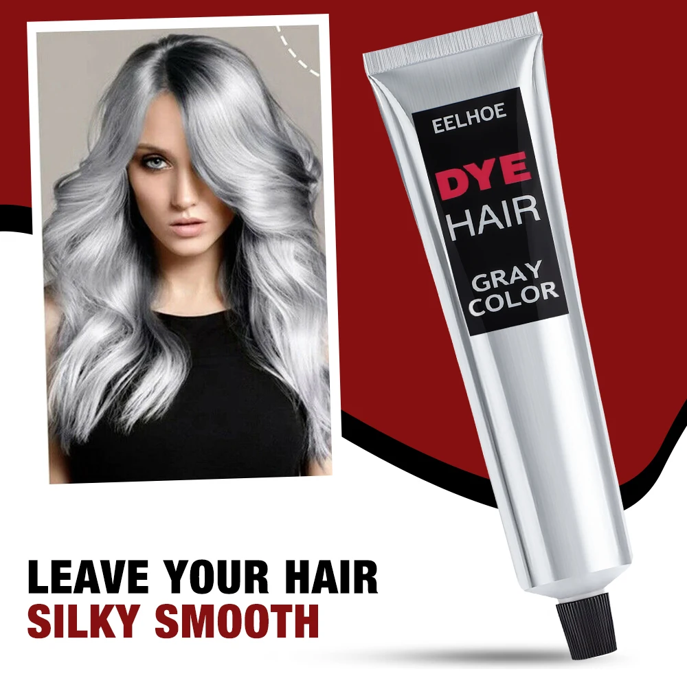 

Silver Gray Hair Dye Punk Style Unisex Smoky Long Lasting Coloring Hair Care and Styling Natural Gray Hair Dye Color Cream 100ml