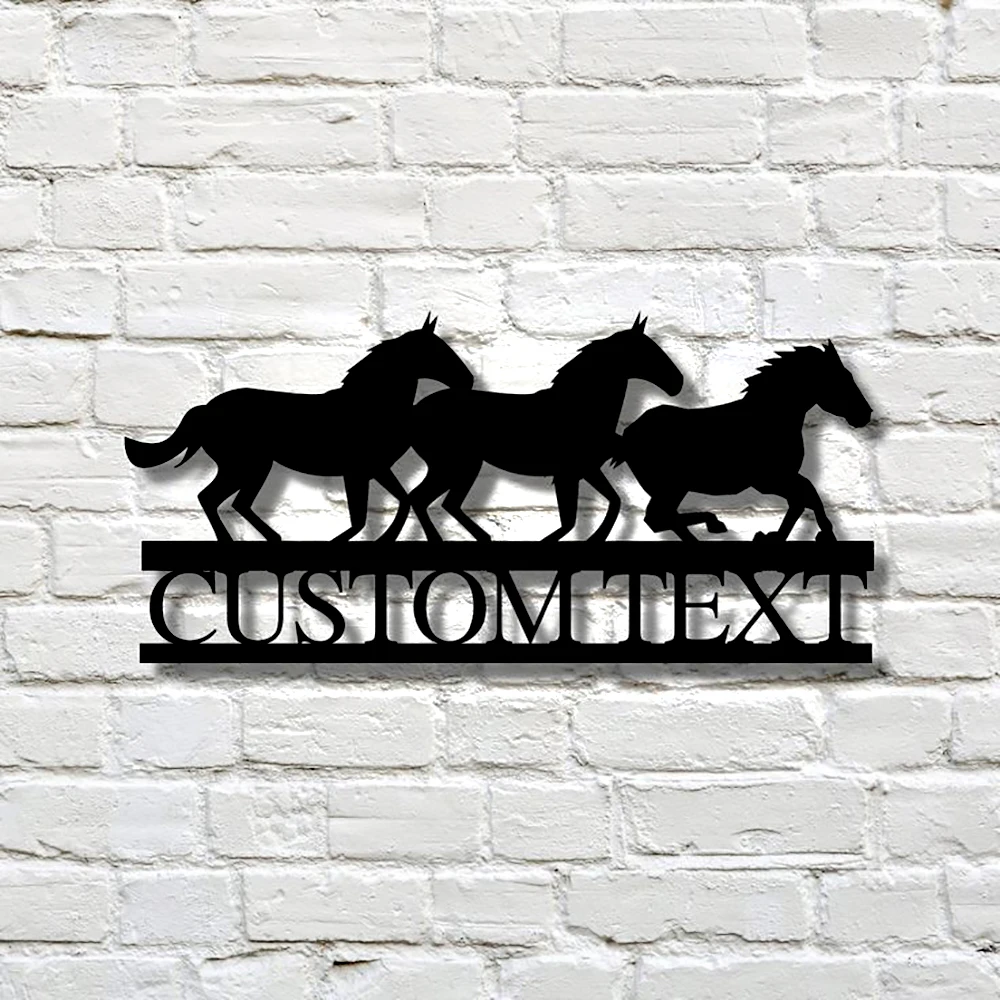 

1pc horses gallop creative Custom Text Metal Wall Signs Iron Wall Plaque For Bar Decor