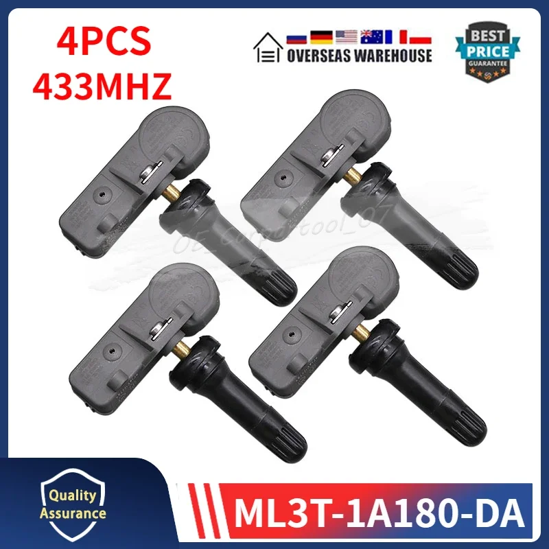 4PCS Tire Pressure Monitor System Sensor ML3T-1A180-DA ML3Z1A189D For 2021 2022 2023 2024 Ford Bronco TPMS Tyre Sensors 433MHZ