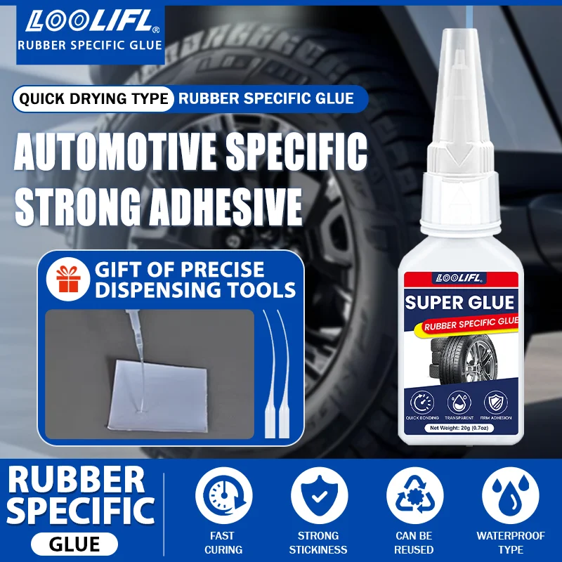 LOOLIFL – liquide adhésif pour réparation de pneus, 20ML, caoutchouc solide, résistant à l'usure, adhésif non corrosif, réparation du cuir instantanée également