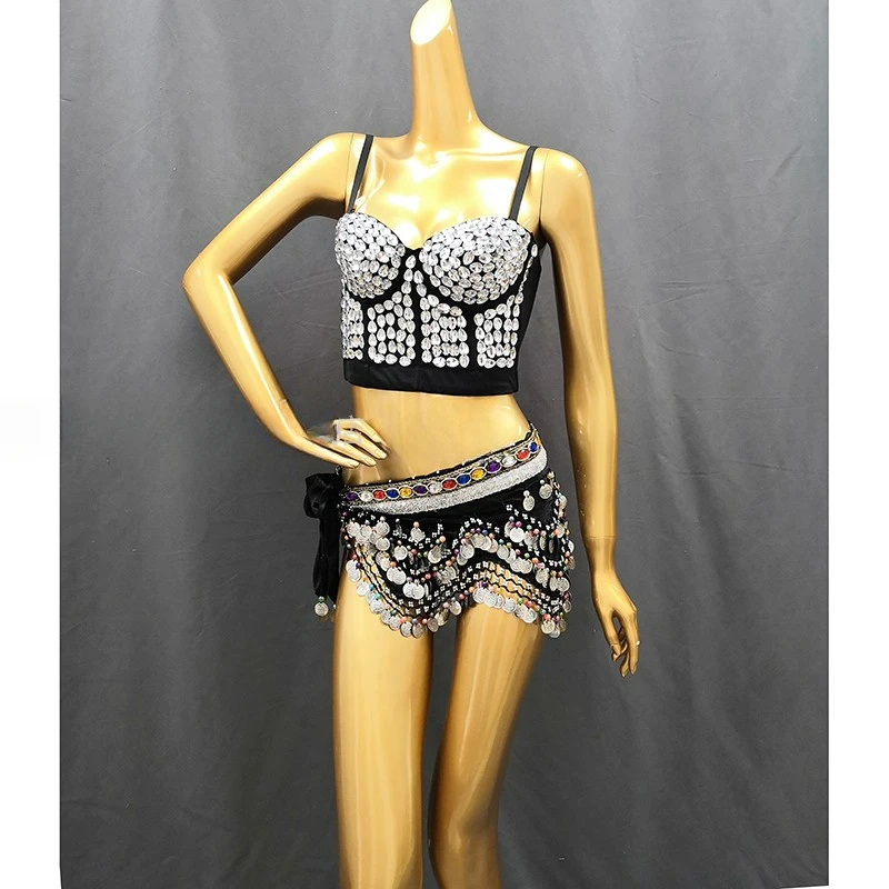 Sexy Dance Pole Dance Nightclub Character Show Party Diamond Sequins Gathering Tops Corset Vest Costume Female