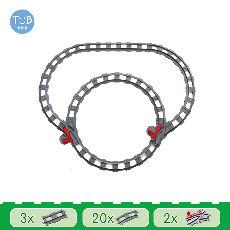 Treinspoorset Grote bouwstenen Stad Verkeerspooraccessoires Compatibel met DuploEGG DIY Bricks Speelgoed voor kinderen Cadeau