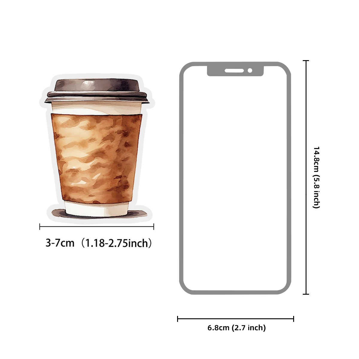 30sheets Black Tea Latte Label Pattern Stickers Suitable for Laptops, Water Bottles, Suitcases and Cell Phones, Cafes, Pen Bags