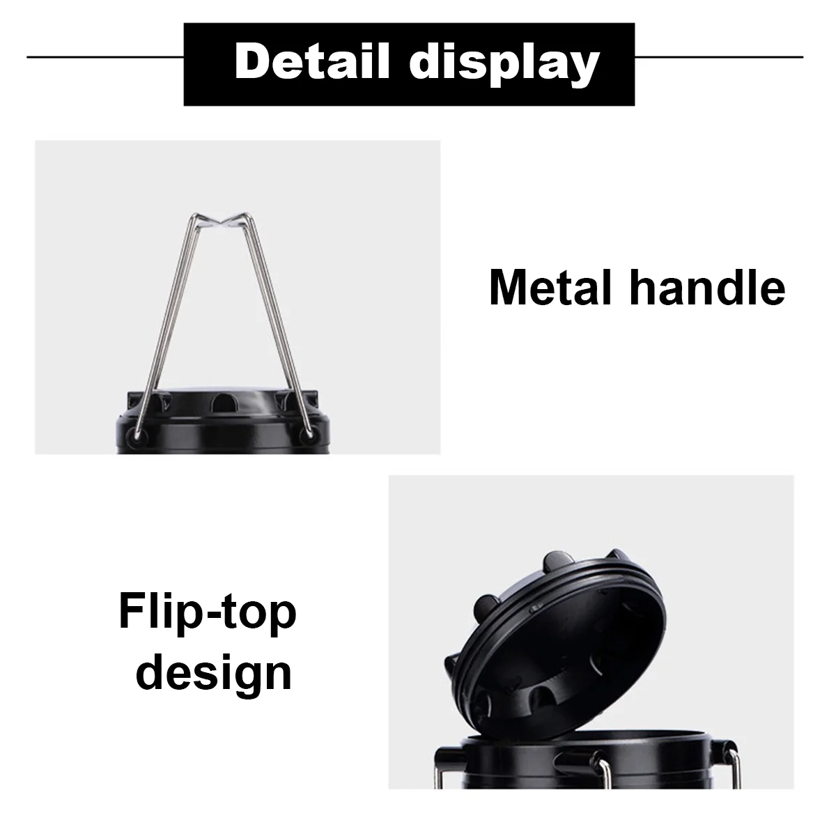 فانوس التخييم الأسود Cob Led مصباح يدوي تلسكوبي فوانيس خارجية تعمل بالبطارية ضوء قابل للطي محمول معلق مقاوم للماء