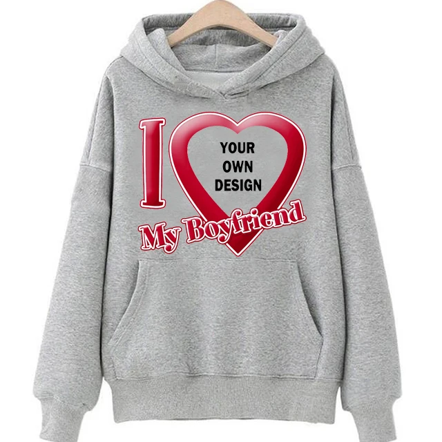 أنا أحب صديقي تخصيص شعار العلامة التجارية الخاصة بك DIY تصميم هوديس عالية الجودة الرجال / النساء البلوز