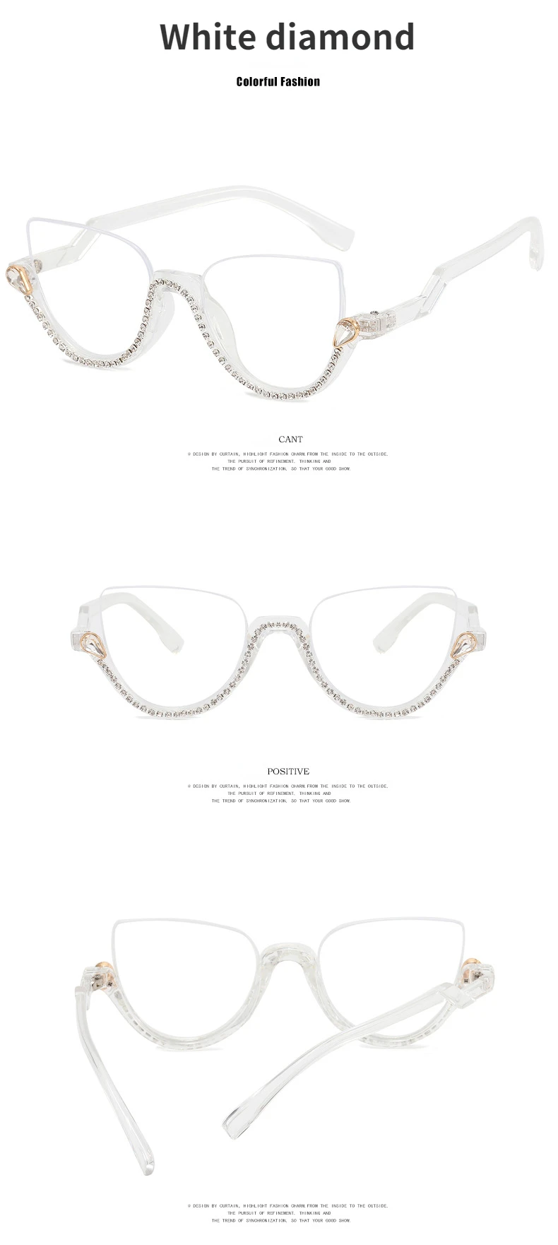 Diamant-Cat-Eye-Sonnenbrille für Damen, 2025, halbrandlose Sonnenbrille, Luxusmarke, Designer, Kristallrahmen, Strass-Brille, Oculos – Detail 9
