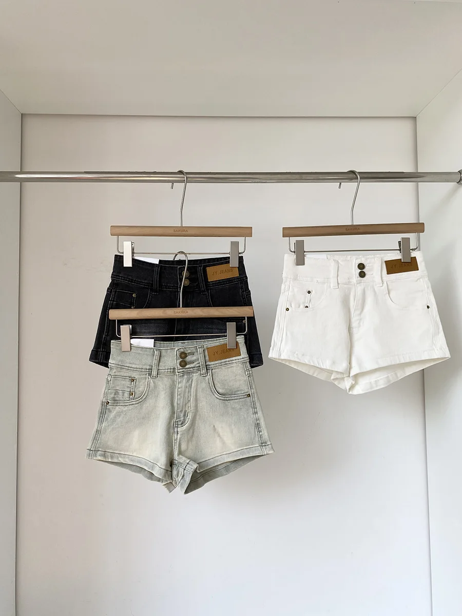 

High Waist A-Line Denim Shorts Women's Summer 2025 Korean Retro Spicy Girl Fashionable Versatile Slimming Hot Pants