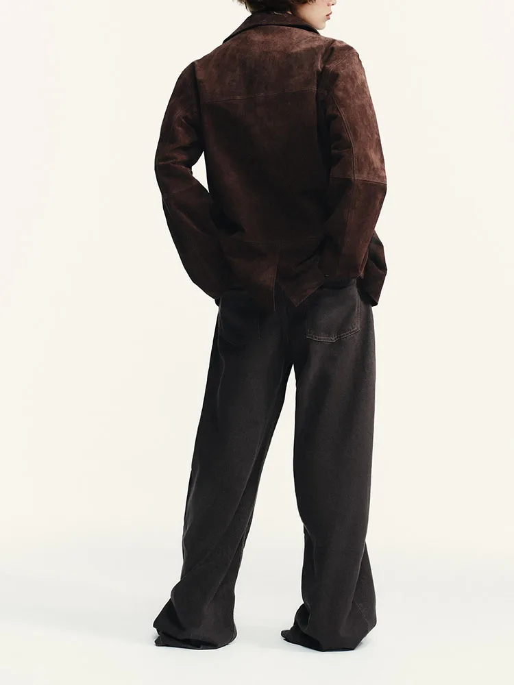 2025年秋新作 レディースファッション レザー風スエード ルーズスーツジャケット エレガント 高品質 長袖 ボタン留めコート