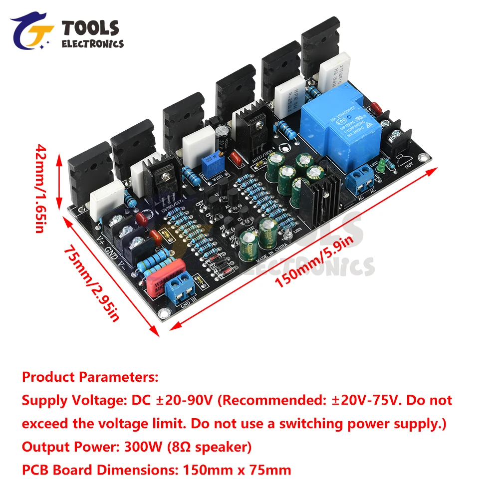 アップグレード版 300W モノラルパワーアンプ 1943 + 5200 ハイパワーチューブアンプボード、スピーカー保護回路付き