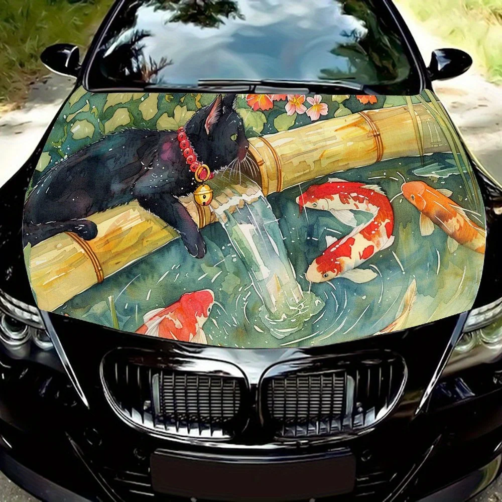 

Бамбуковая трубка для восхождения кота, наклейки на капот автомобиля с принтом, водонепроницаемые, самоклеящиеся, устойчивые к царапинам, легко приклеиваемые, прочные автомобильные ПВХ ст.