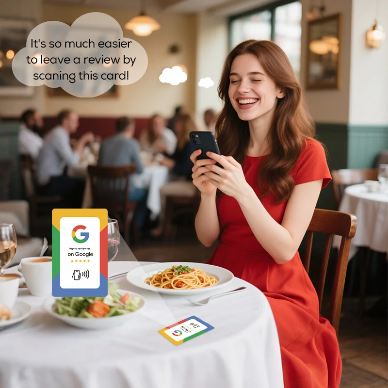 Colorful Printing Google Review Cards NFC for All NFC enabled mobile Android/IPhone Social Business Review Cards