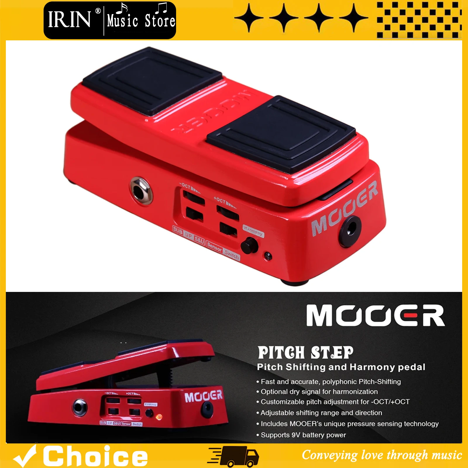 MOOER PITCH STEP Guitar Effect Pedal Pitch Shifting Harmony Effects Pressure Sensing Switch True Bypass Pedal Guitar Accessories