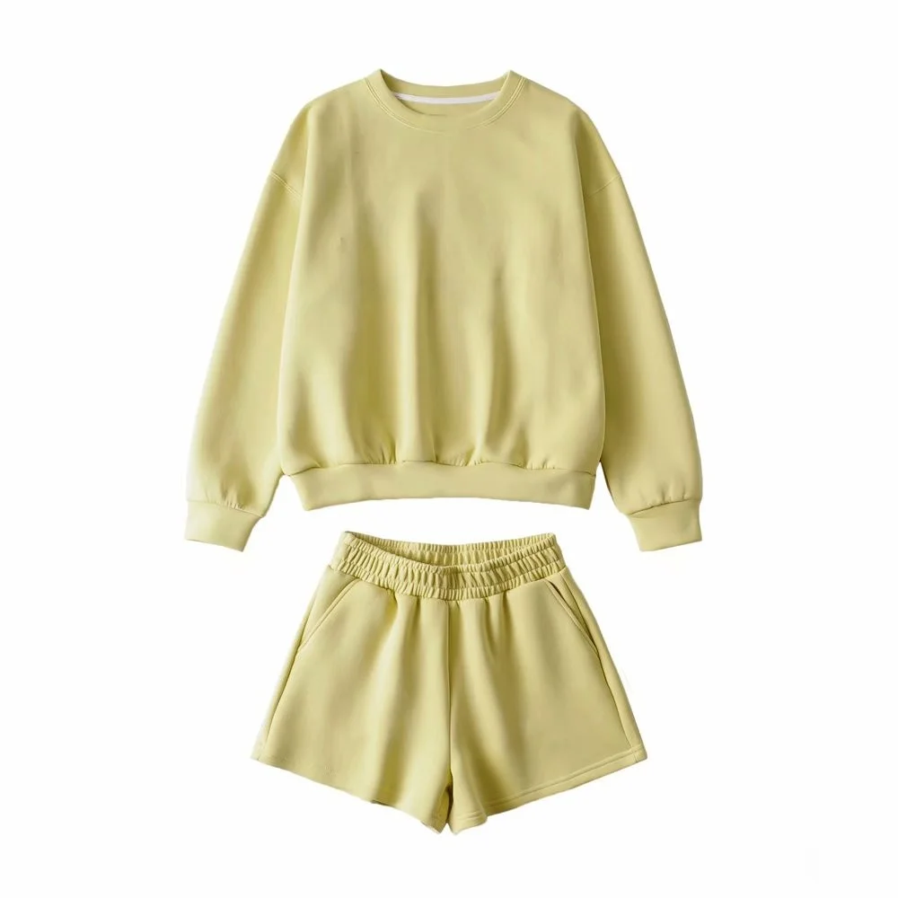 미국 스타일의 레이지하고 세련된 젊은 감각의 자수 레터링 라운드넥 긴팔 스웨트셔츠 하이웨이스트 와이드 레그 팬츠 캐주얼...