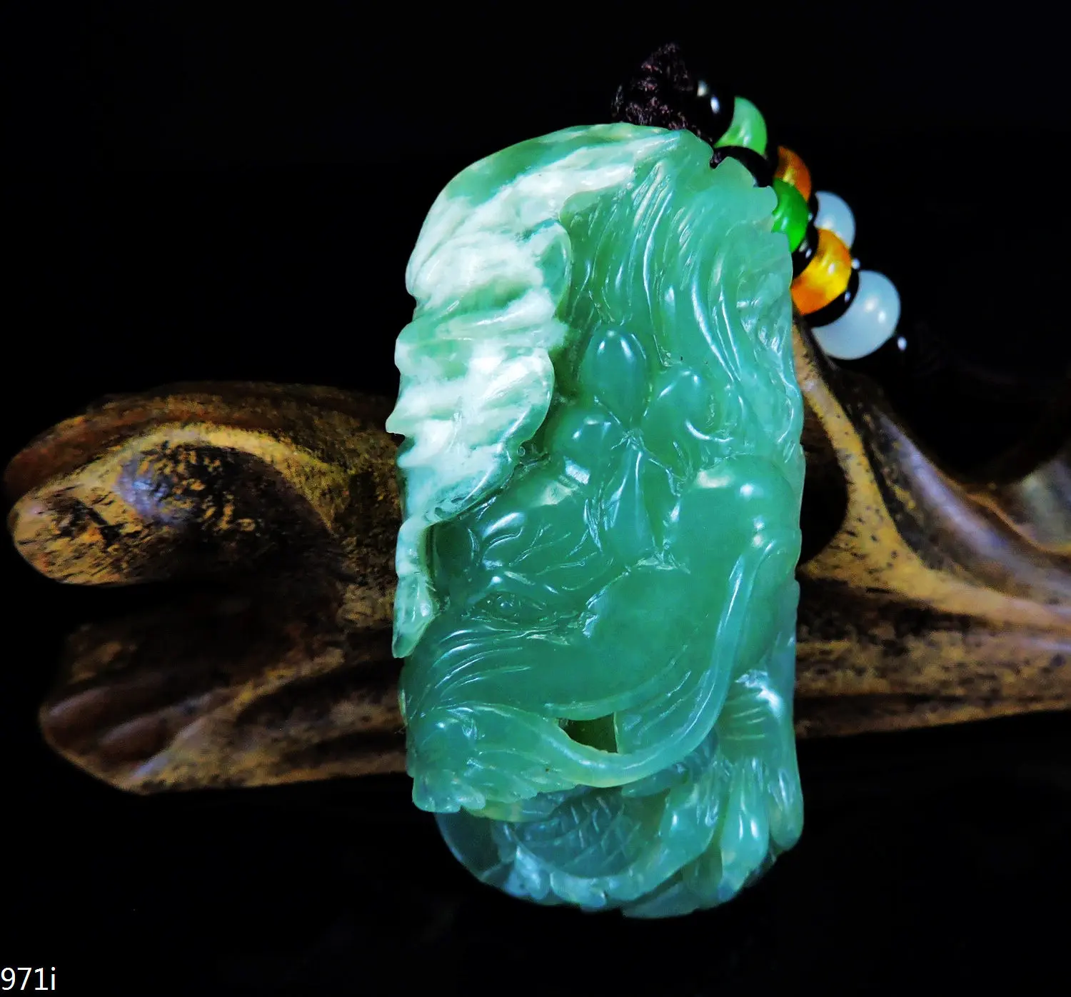 

Jade Jewelry Natural Jade Pendant Necklace Hand-Carved dragon head Jadeite Necklace Pendant Gift No Treatment 971i