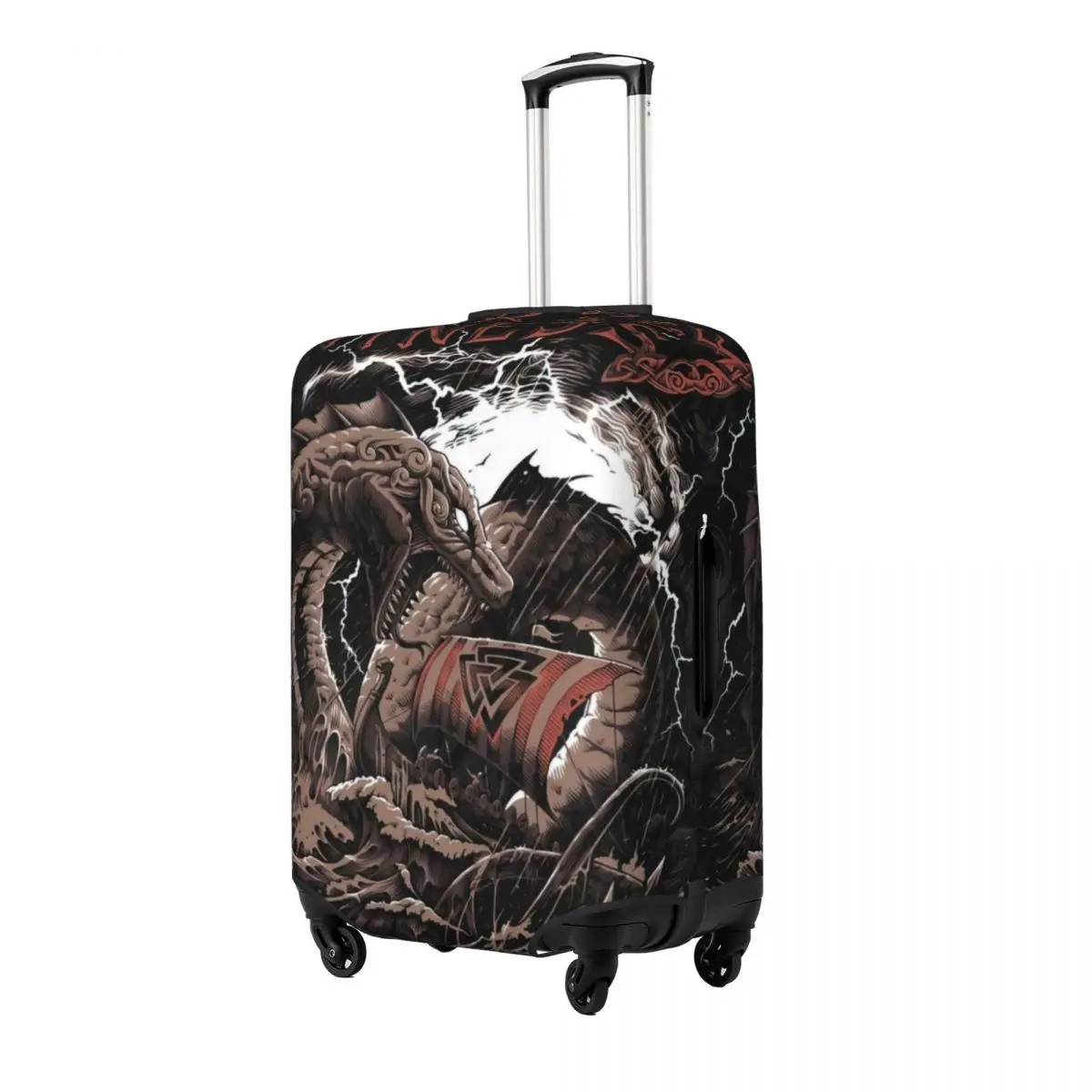 Nordic Mitologia Imprimir Bagagem Protetora de Poeira Cobre, Elastic Suitcase Capa, Impermeável Acessórios de Viagem, 18-32"