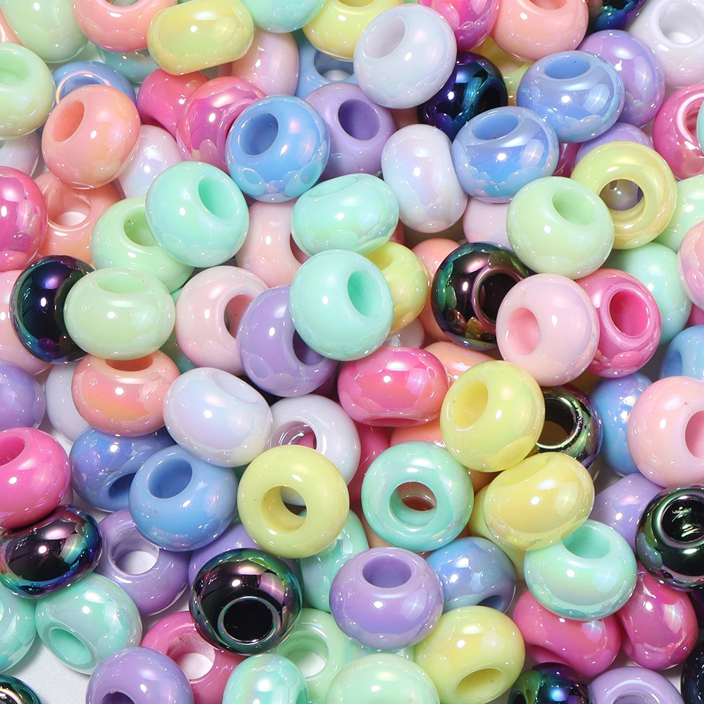 20 Stück 9x14mm UV-Farbige Acryl-Abakusperlen mit Großem Loch, Runde Flache Lose Abstandsperlen für DIY Schlüsselanhänger, Armbänder und Schmuckherstellung – Detail 3