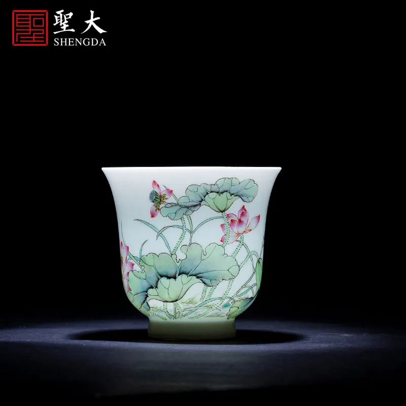 |St the ceramic kung fu tea master cup sample tea cup jingdezhen manual pure hand draw pastel lotus tea cup