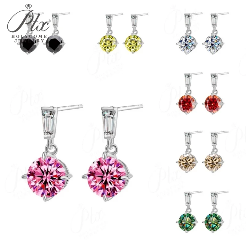 Moissanite Earring Round Cut 2ct D Color VVS1 925 Sterling Silver GRA Certified Factory Direct Ideal Gift For Daily Matching