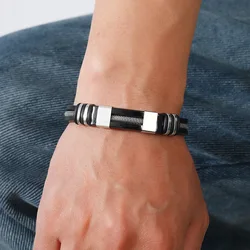 Nuovi uomini braccialetto in pelle braccialetto staccabile in acciaio inossidabile punk braclet catena serpente braslet accessori festival regalo hombre