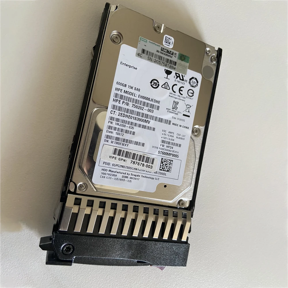 600GB para HPE 12G SAS 15K 2,5 6J9F42A 787642-001 600G disco duro