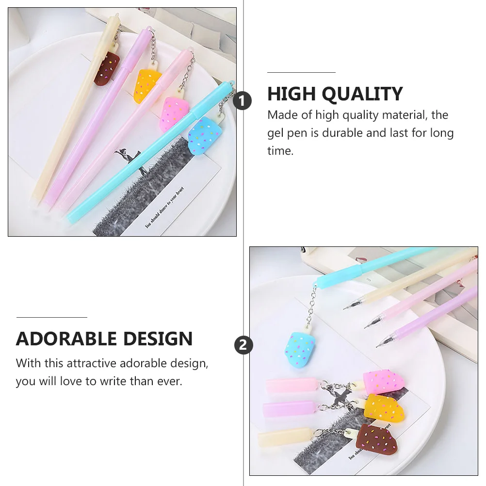 

10 pcs Pendant Gel Pens Ice Cream Design Long Lasting Ink For Writing Drawing School Office Supplies Student Stationery Gift