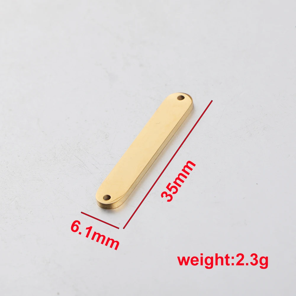 10pcs/lot Stainless Steel Blank Rectangle Tag Strip Charms Mirror Polished Oblong Shape Pendant Connector DIY Jewelry Making