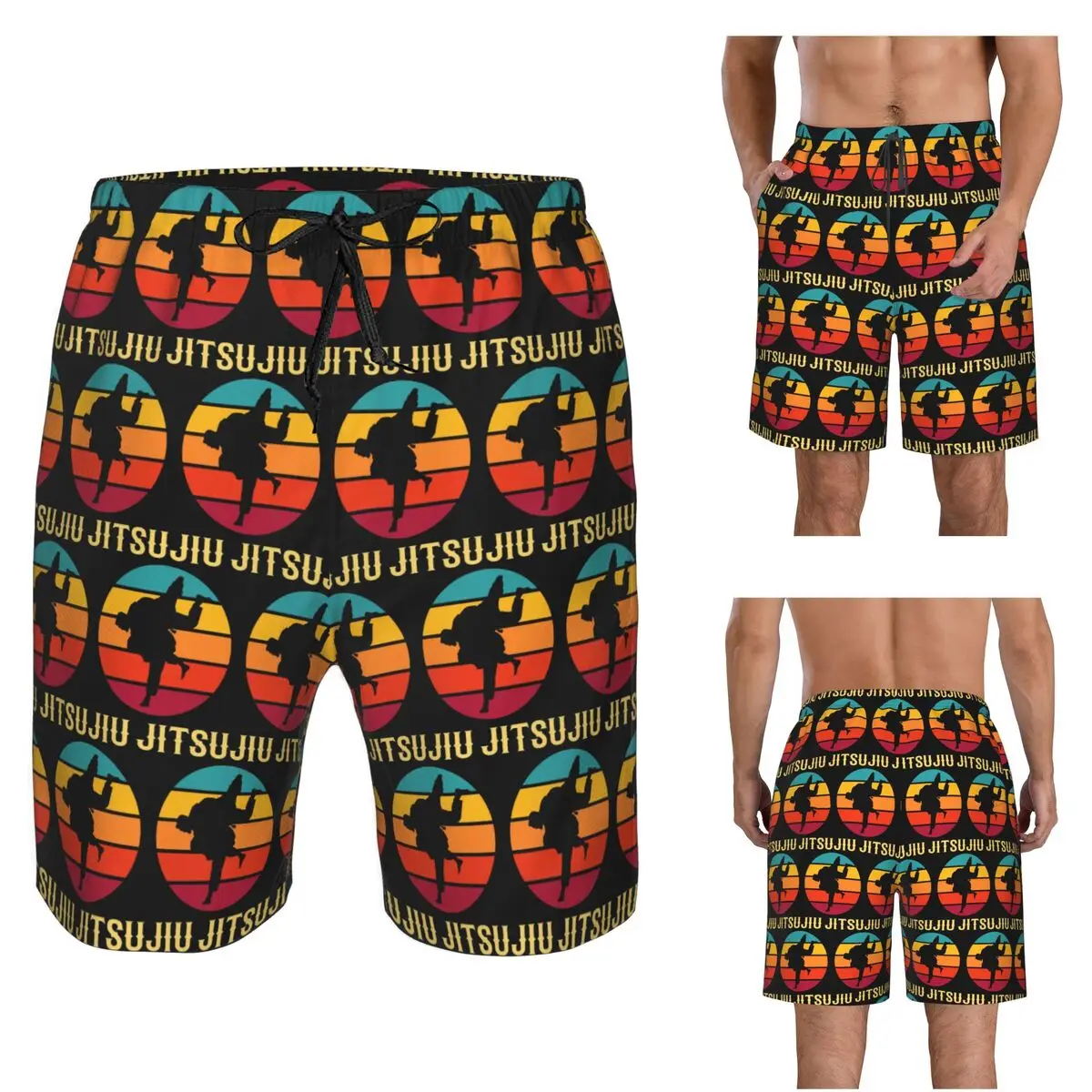 Brazilian Jiu Jitsu Sunset Design Trunks Beach Board Shorts Casual Quick Dry Swim Summer Men Pants