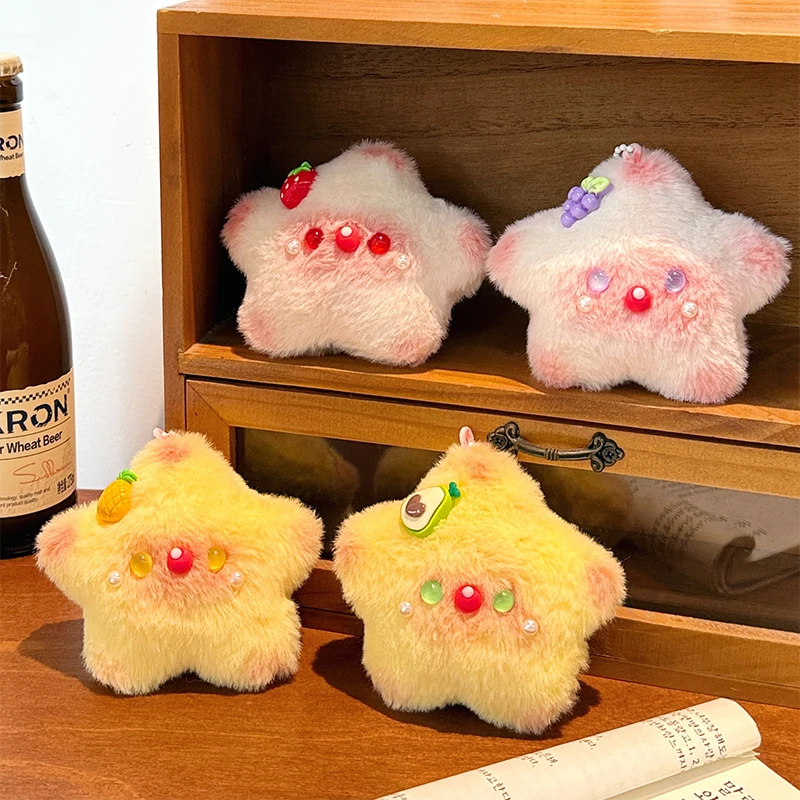 Lindo llavero de juguete de peluche de estrella rubor, mochila chirriante, adorno colgante de peluche