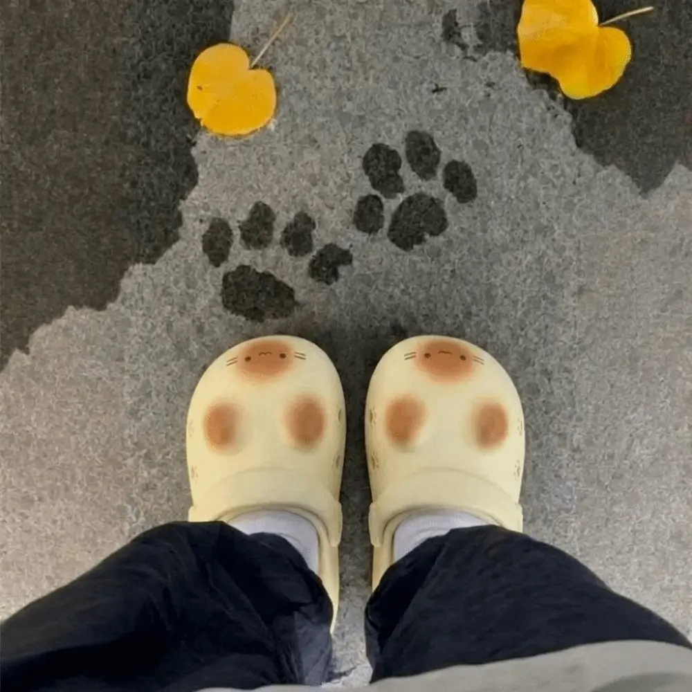 Adorable Waterproof Cat Slippers Anti Slip Bottom Cat Paw Cat Paw Slippers Closed Toe Soft Bottom Small Cat Mules Home