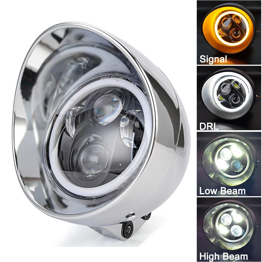 

Motorcycle Headlight LED 5.75 inch Motorcycle lighting system for Harley Sportster Dyna Honda Suzuki Kawasaki Bobbers Custom