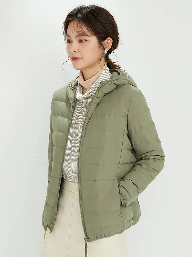 Veste courte à capuche en duvet de canard blanc pour femme, manteau coupe cintrée, parka chaude, haut de gamme, 2023, 90%