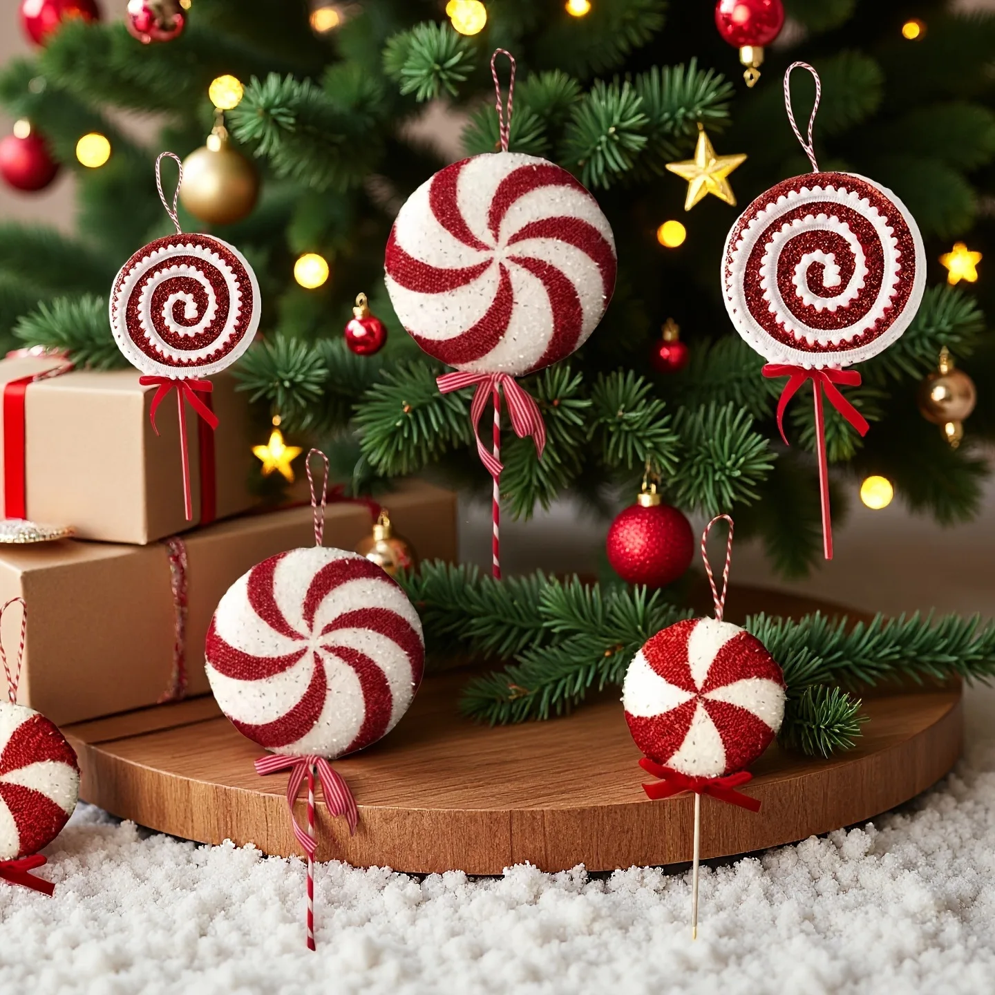 

2Pcs Multicolor Christmas Lollipop Decorations Cartoon Candy Cane Foam Hanging Pendants Party Supplies Festival Drop Ornaments