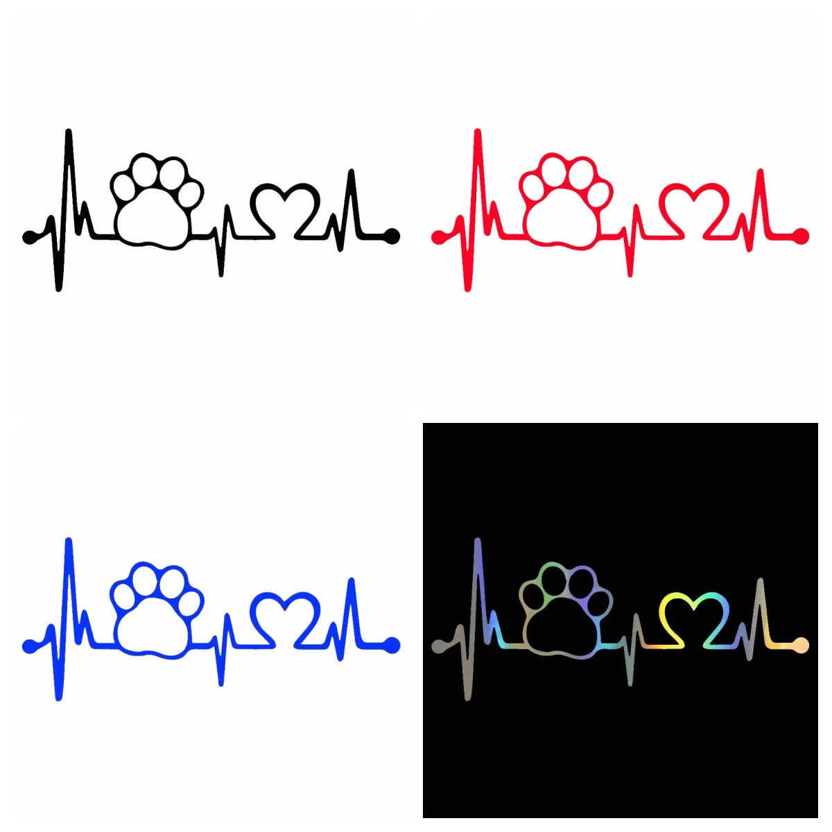 

Dog Paw & Heartbeat Stickers - Styling Decals for Car, Motorcycle, Laptop & Computer Decoration